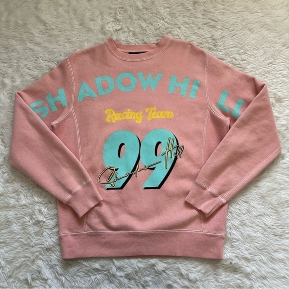 Shadow Hill Sweater Icy Peach Racing Crewneck Long Sleeve Pink XS - Picture 1 of 11